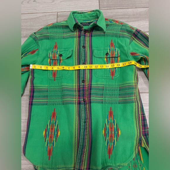 Polo Ralph Lauren Vintage Green Beacon Aztec Woven Button Down Shirt Size M - Picture 6 of 11
